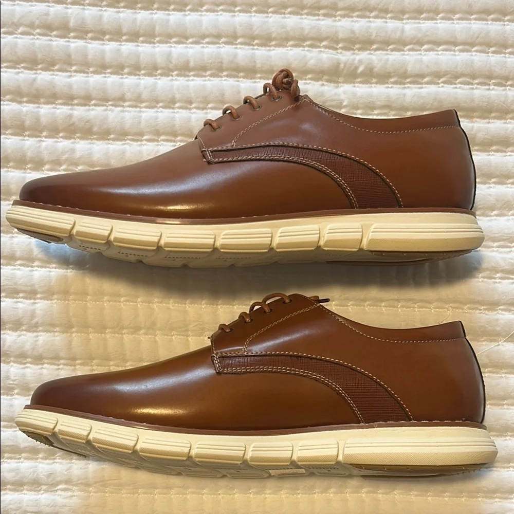 New mens Bruno Marc Brown Leather Derby Shoes with Contrast Sole size 12